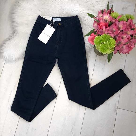 American Apparel High Waist Skinny Jeans Deep Blue - Picture 8 of 8